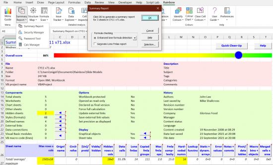 تحميل برنامج Rainbow Analyst add-in Professional لتدقيق وتصحيح جداول البيانات المعقدة