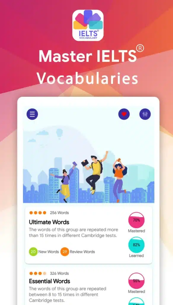تحميل تطبيق IELTS Vocabulary Flashcards تحسين المفردات للتحضير لاختبار IELTS