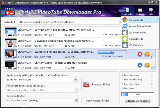 تحميل برنامج ChrisPC VideoTube Downloader Pro لتنزيل مقاطع الفيديو من الإنترنت