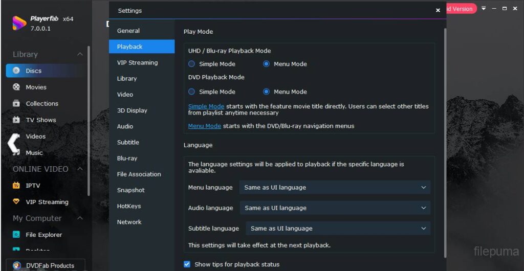 تحميل برنامج PlayerFab لتشغيل الوسائط