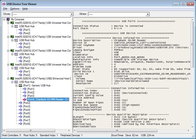 تحميل برنامج USB Device Tree Viewer تزويد المستخدمين بمعلومات عن أجهزة USB المتصلة بجهاز الكمبيوتر