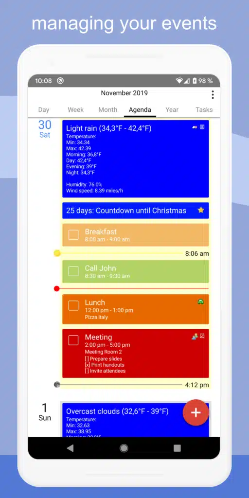 تحميل تطبيق CalenGoo Calendar and Tasks لإدارة التقويم والمهام
