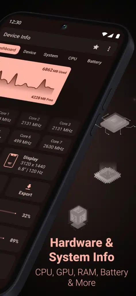 تحميل تطبيق Device Info System & CPU Info للتشخيص الشامل