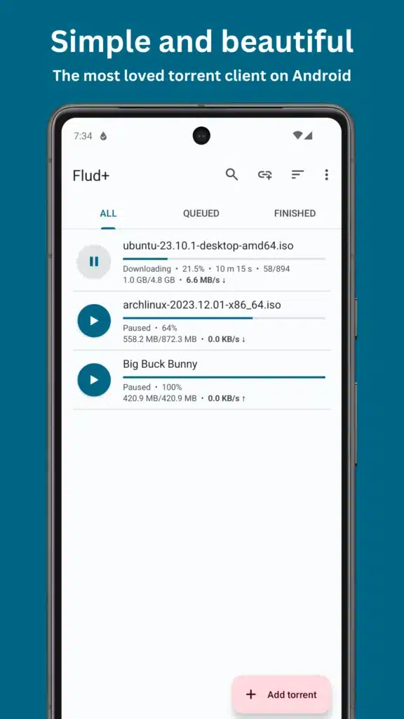 تحميل تطبيق Flud لإدارة ملفات التورنت