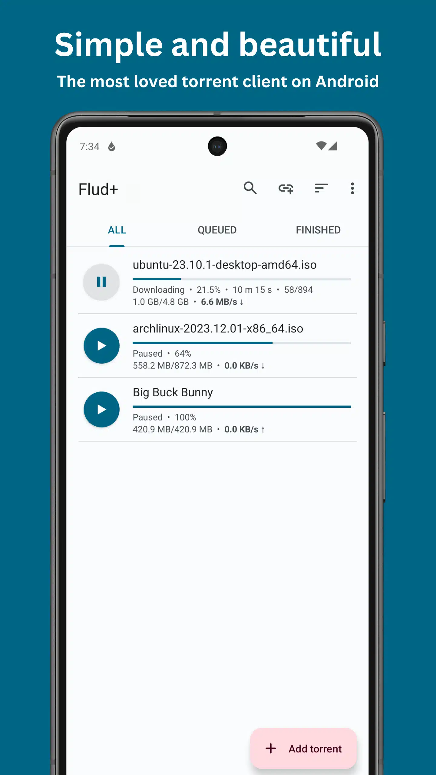 تحميل تطبيق Flud لإدارة ملفات التورنت