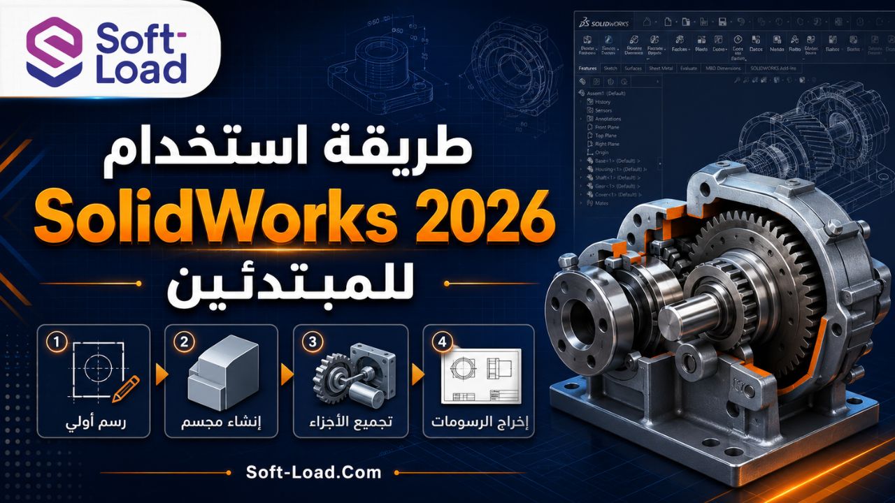 طريقة استخدام SolidWorks 2026 للمبتدئين