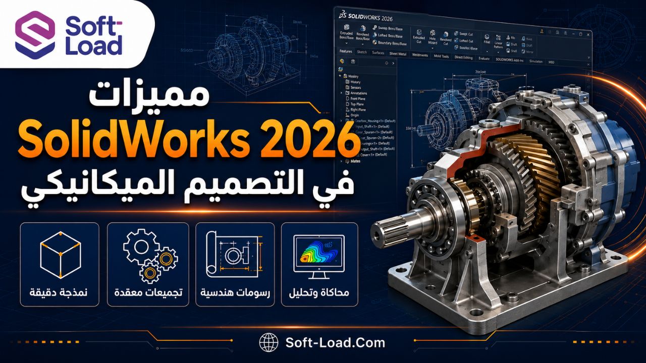 مميزات SolidWorks 2026 في التصميم الميكانيكي