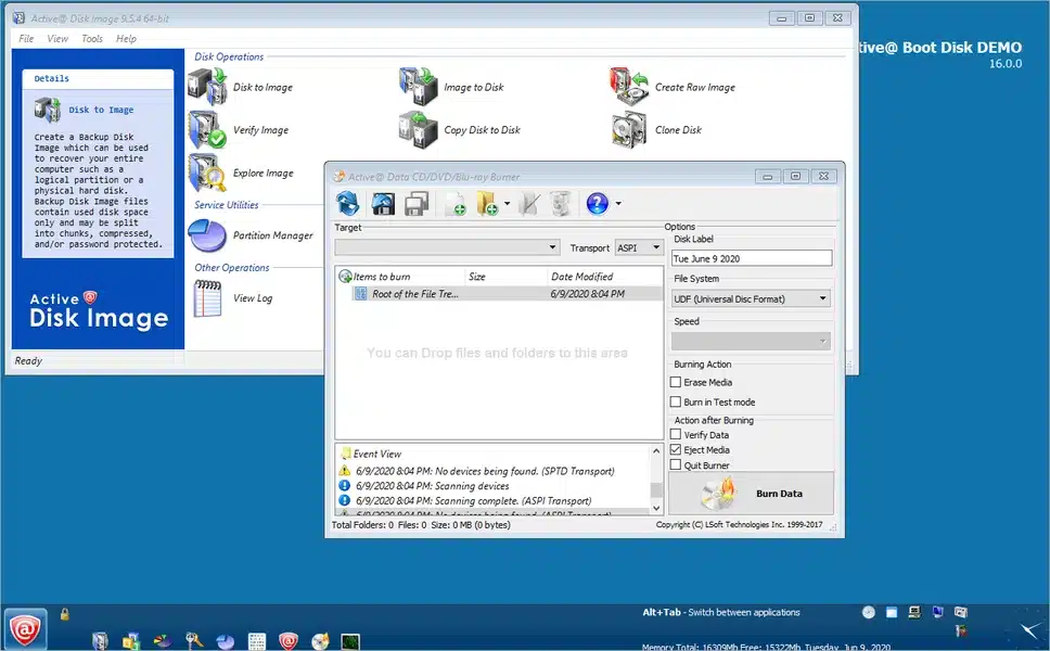 تحميل برنامج Active Boot Disk يعمل كبيئة تشغيل مؤقتة ومستقلة