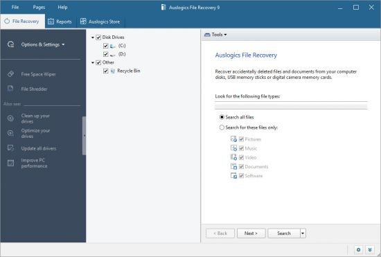 تحميل برنامج Auslogics File Recovery Professional  لاستعادة الملفات الحذوفة