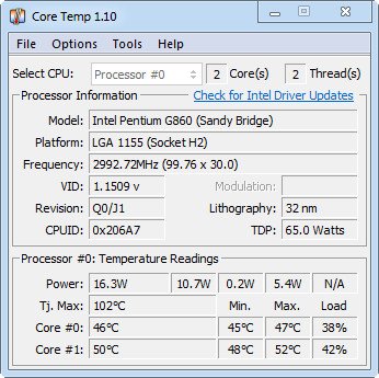 تحميل برنامج Core Temp لمراقبة درجة حرارة المعالج