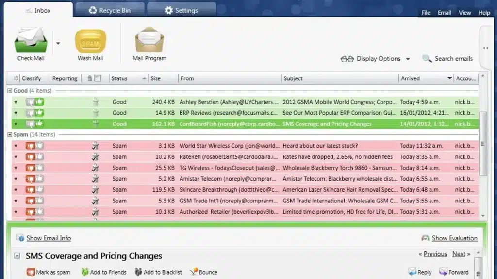 تحميل برنامج Firetrust MailWasher Pro لإدارة البريد الإلكتروني ومكافحة الرسائل العشوائية