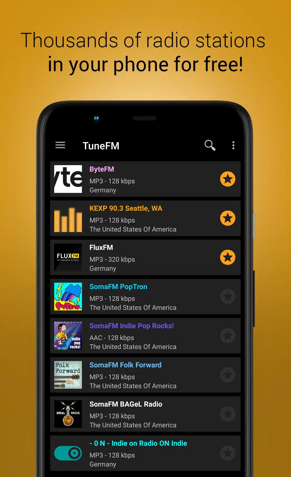 تحميل برنامج Internet Radio Player - TuneFm لاستقبال وتشغيل البث الإذاعي