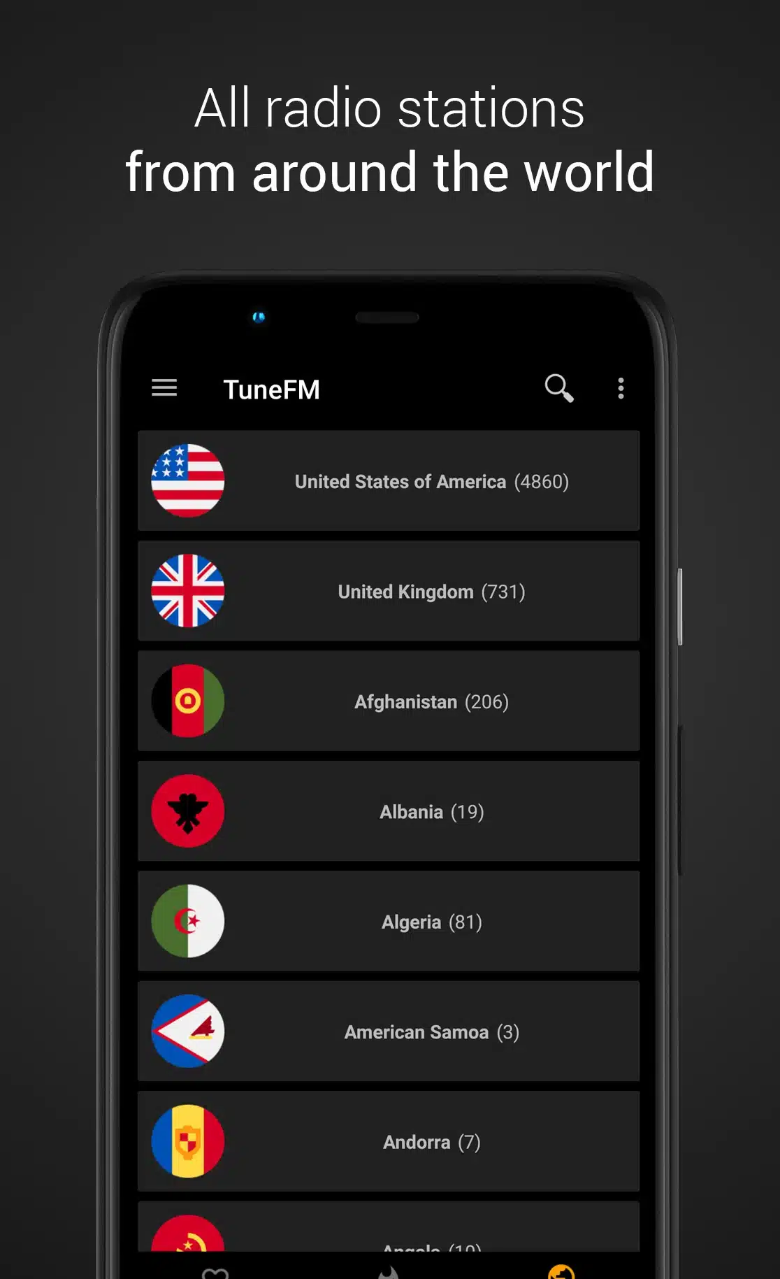 تحميل برنامج Internet Radio Player - TuneFm لاستقبال وتشغيل البث الإذاعي