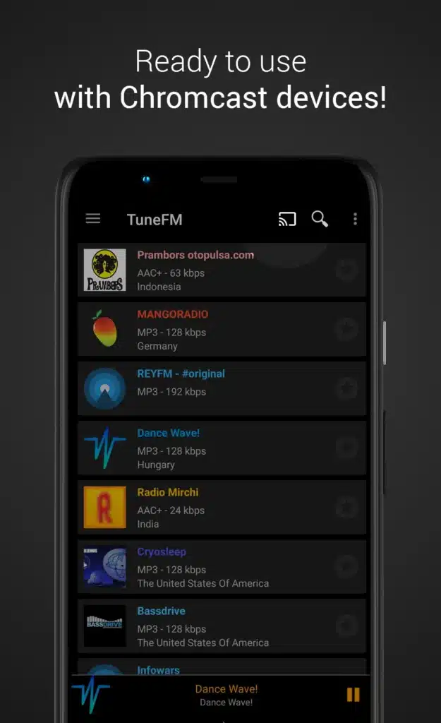 تحميل برنامج Internet Radio Player - TuneFm لاستقبال وتشغيل البث الإذاعي
