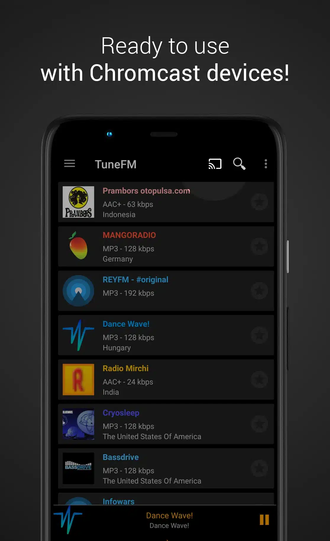 تحميل برنامج Internet Radio Player - TuneFm لاستقبال وتشغيل البث الإذاعي