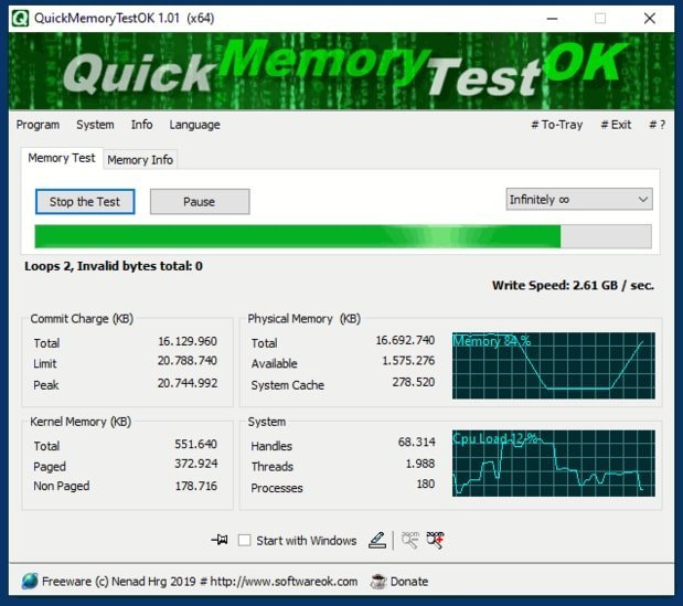 تحميل برنامج QuickMemoryTestOK لاختبار ذاكرة الوصول العشوائي