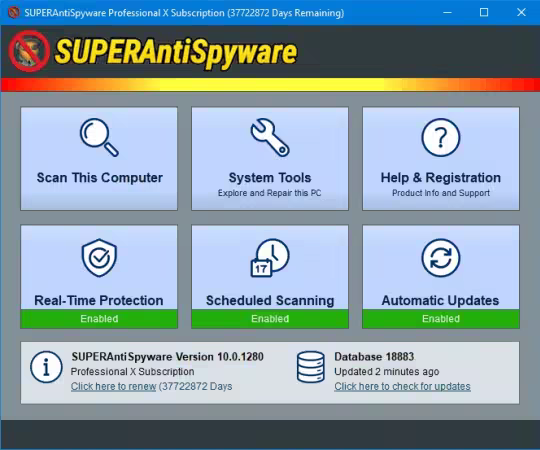 تحميل برنامج SUPERAntiSpyware Professional X لمكافحة الفيروسات الرئيسي