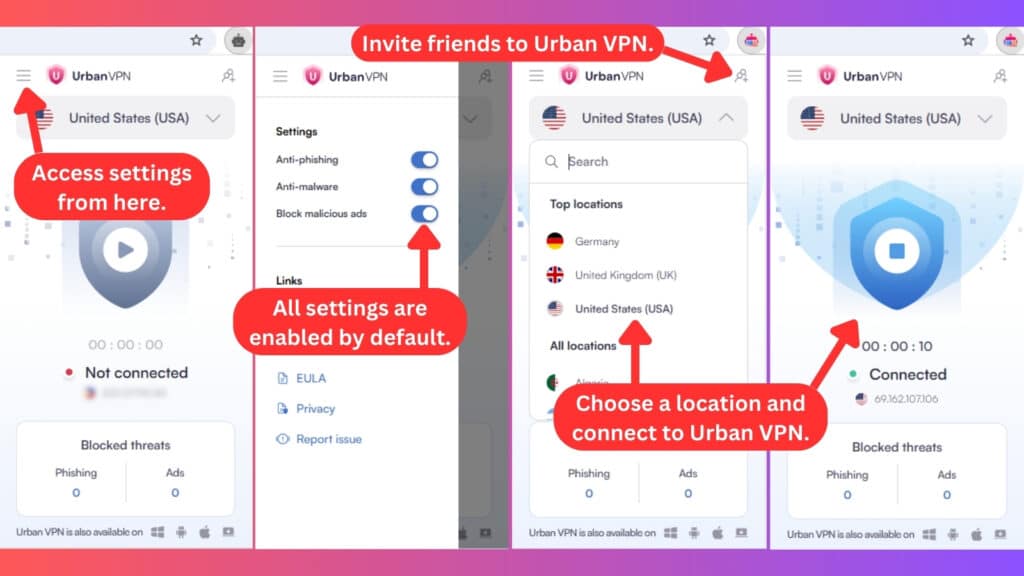 تحميل برنامج Urban VPN لعمل شبكة افتراضية خاصة