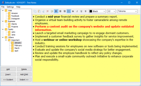 تحميل برنامج VovSoft Tree Notes لتدوين الملاحظات