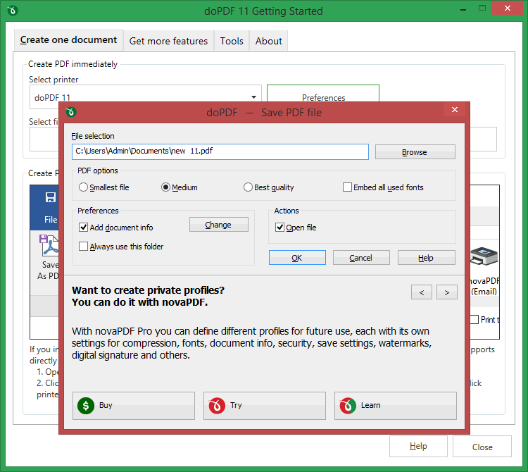 تحميل برنامج doPDF تحويل أي مستند قابل للطباعة إلى ملف PDF