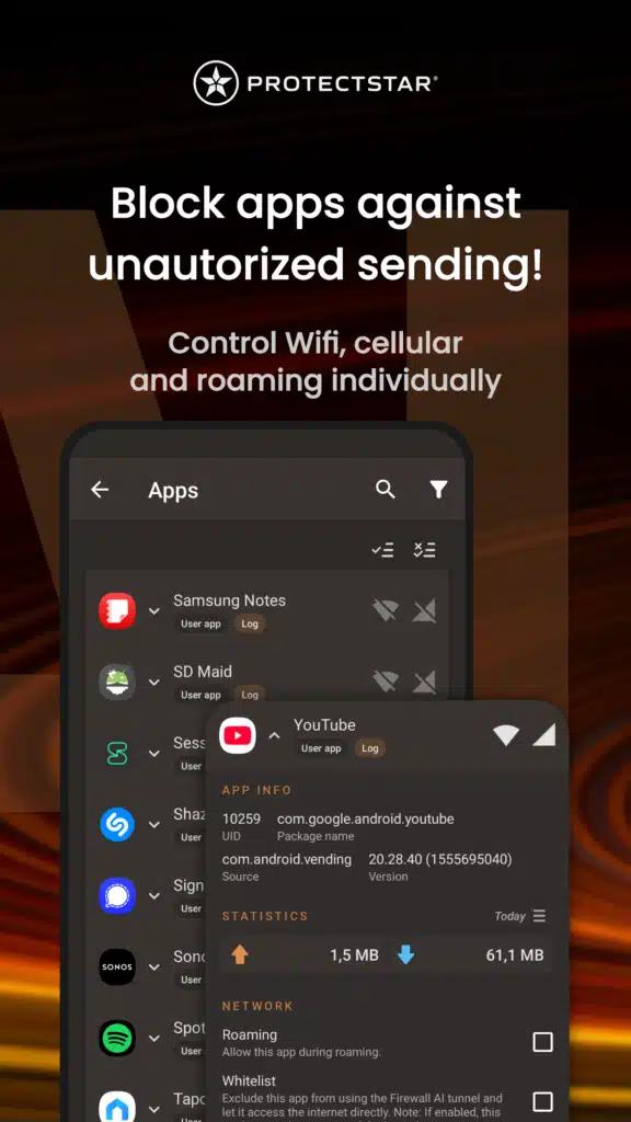 تحميل تطبيق Firewall Security AI - No Root هو جدار الحماية قوي
