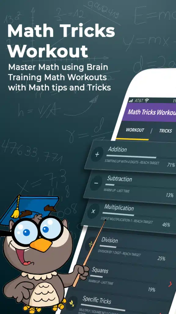 تحميل تطبيق Math Tricks Workout Math Game لتحسين مهاراتهم في الرياضيات الذهنية
