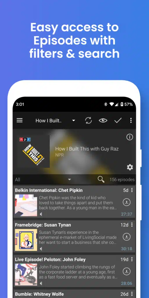 تحميل تطبيق Podcast Addict Podcast player للأستماع الي البودكاست