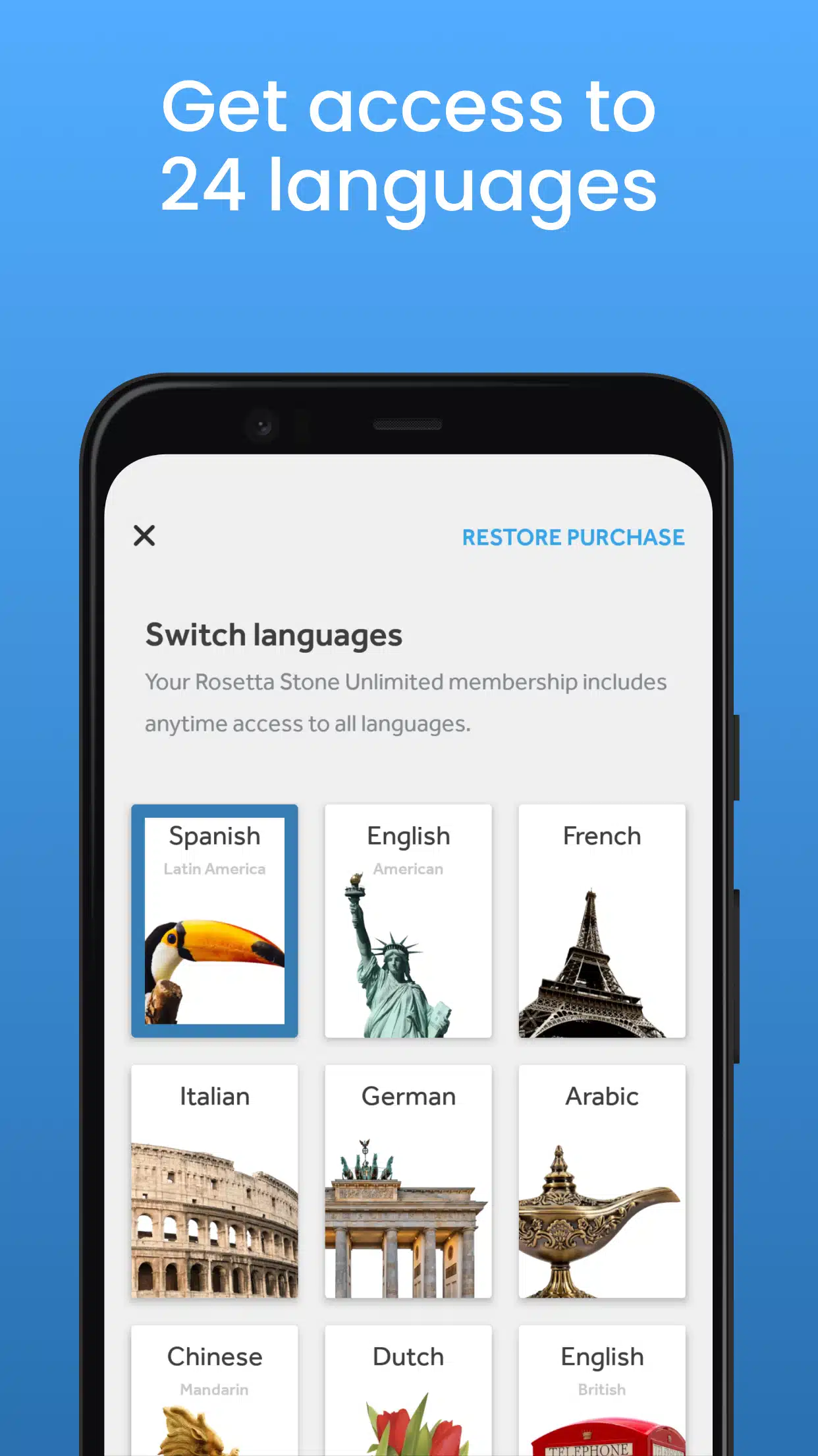 تحميل تطبيق Rosetta Stone Learn Practice لتعليم اللغات
