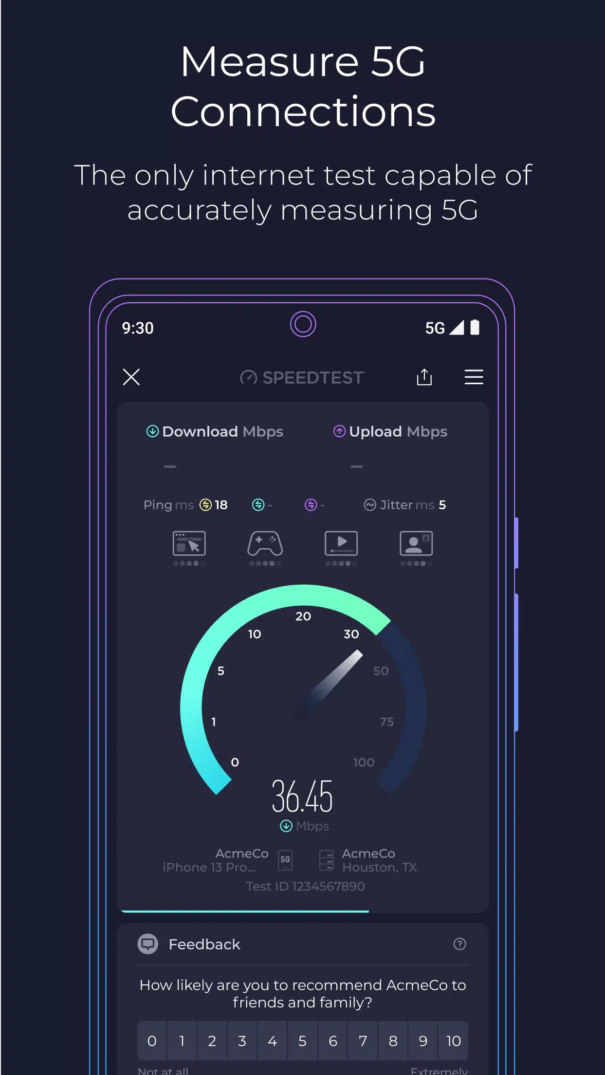 تحميل تطبيق Speedtest by Ookla لقياس أداء اتصال المستخدم بالإنترنت