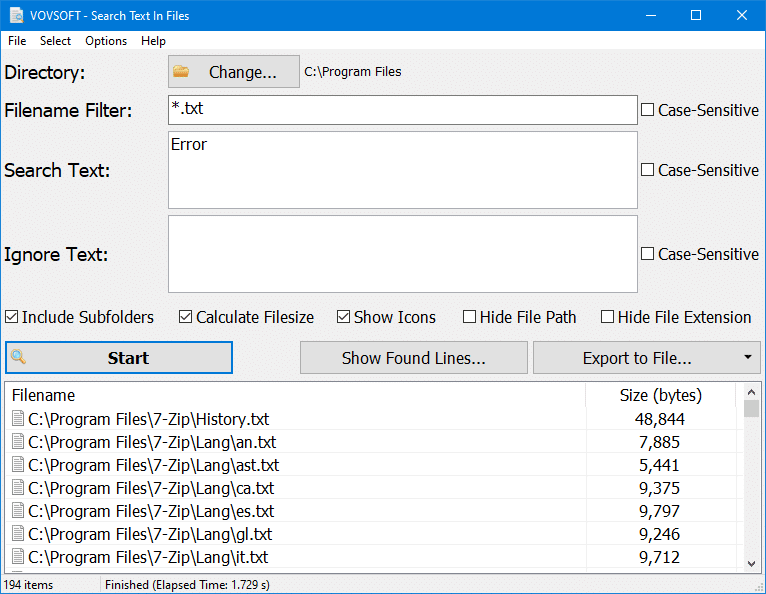 احميل برنامج VovSoft Search Text in Files للبحث السريع والدقيق
