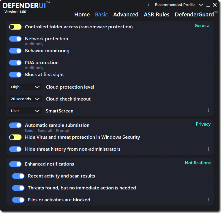 تحميل برنامج DefenderUI أداء التحكم ودعم الحماية