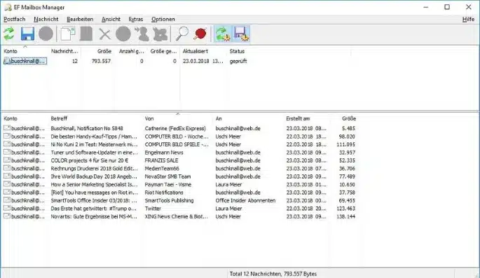 تحميل برنامج EF Mailbox Manager لإدارة وتنظيم حسابات البريد الإلكتروني
