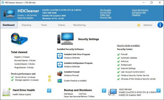 تحميل برنامج HDCleaner  لصيانة وتنظيف أجهزة الكمبيوتر