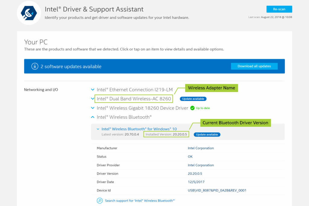 تحميل برنامج Intel Wireless Bluetooth Driver لتفعيل البلوتوث