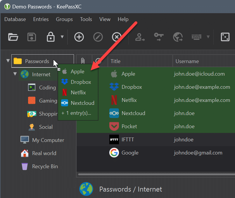 تحميل برنامج KeePassXC   لإدارة كلمات المرور