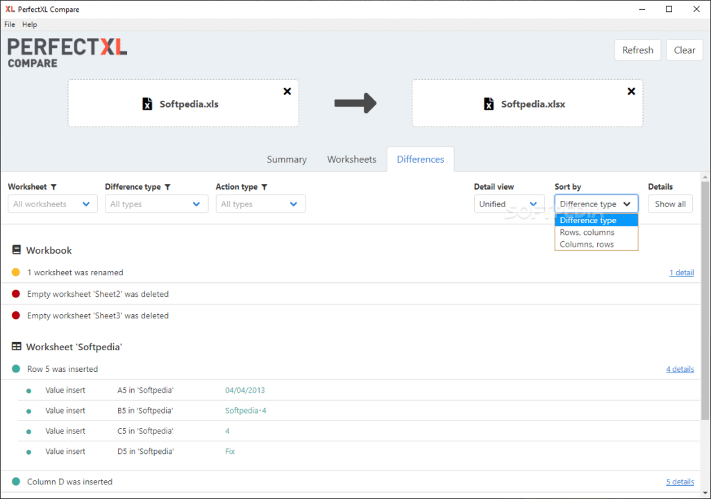 تحميل برنامج PerfectXL Compare لمقارنة ملفات Excel