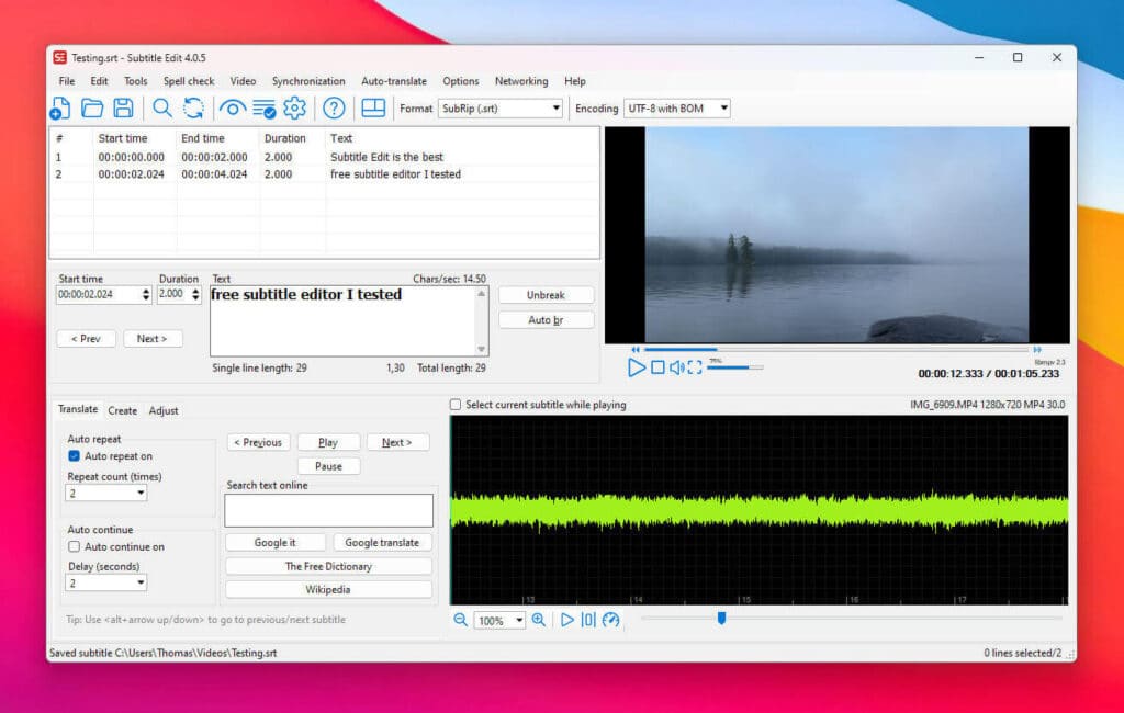 تحميل برنامج Subtitle Edit لإنشاء وتحرير الترجمة للفيديوهات