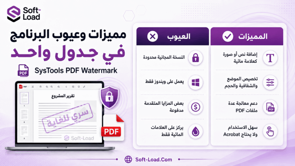 مميزات وعيوب البرنامج في جدول واحد