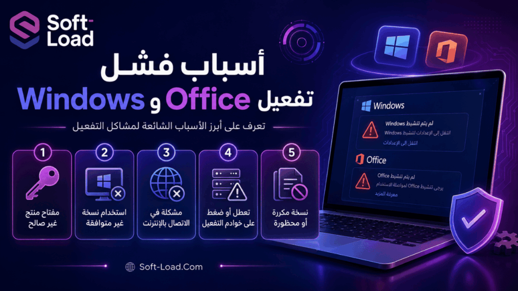 أسباب فشل تفعيل Windows وOffice