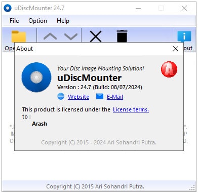 تحميل برنامج uDiscMounter  لتحويل صور القرص إلى محرك أقراص افتراضي