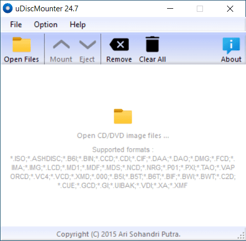 تحميل برنامج uDiscMounter  لتحويل صور القرص إلى محرك أقراص افتراضي