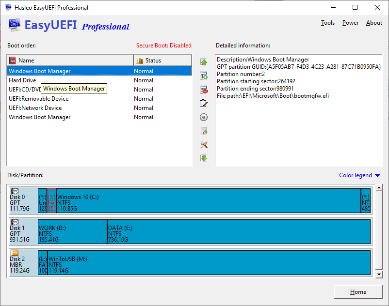 تحميل برنامج EasyUEFI للتحكم في نظام الإقلاع الحديث UEFI