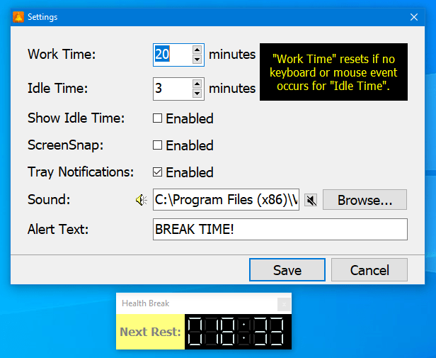 تحميل برنامج VovSoft Health Break Reminder الرفيق الصحي أمام شاشة الكمبيوتر