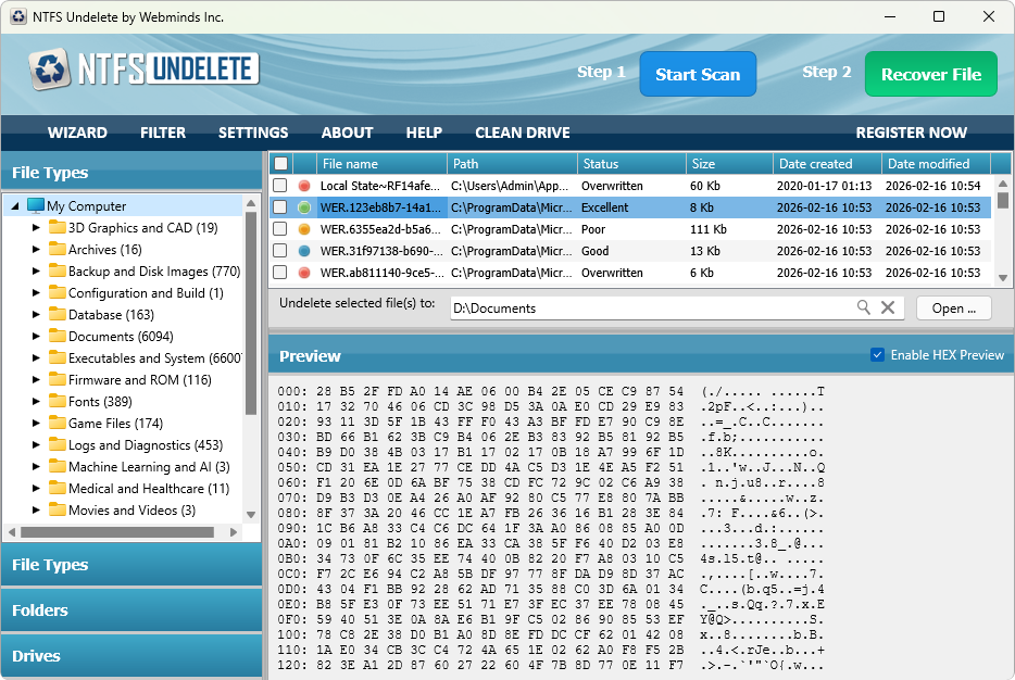 تحميل برنامج WebMinds NTFS Undelete | لاستعادة الملفات المحذوفة