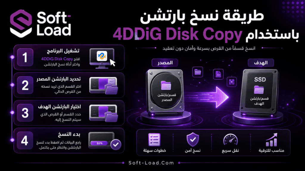 طريقة نسخ بارتشن باستخدام 4DDiG Disk Copy