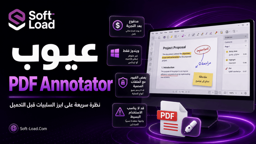 عيوب PDF Annotator