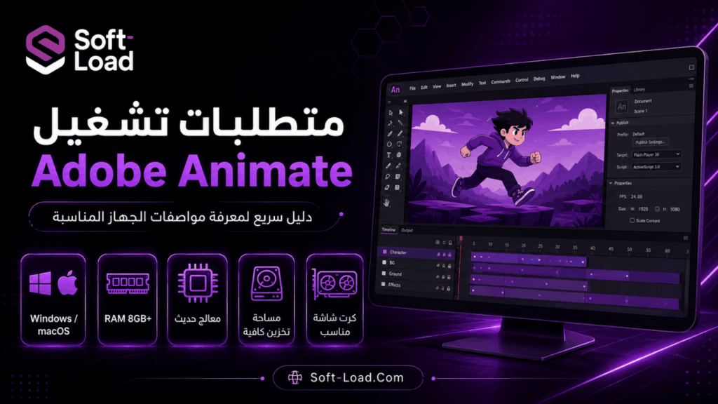 متطلبات تشغيل Adobe Animate