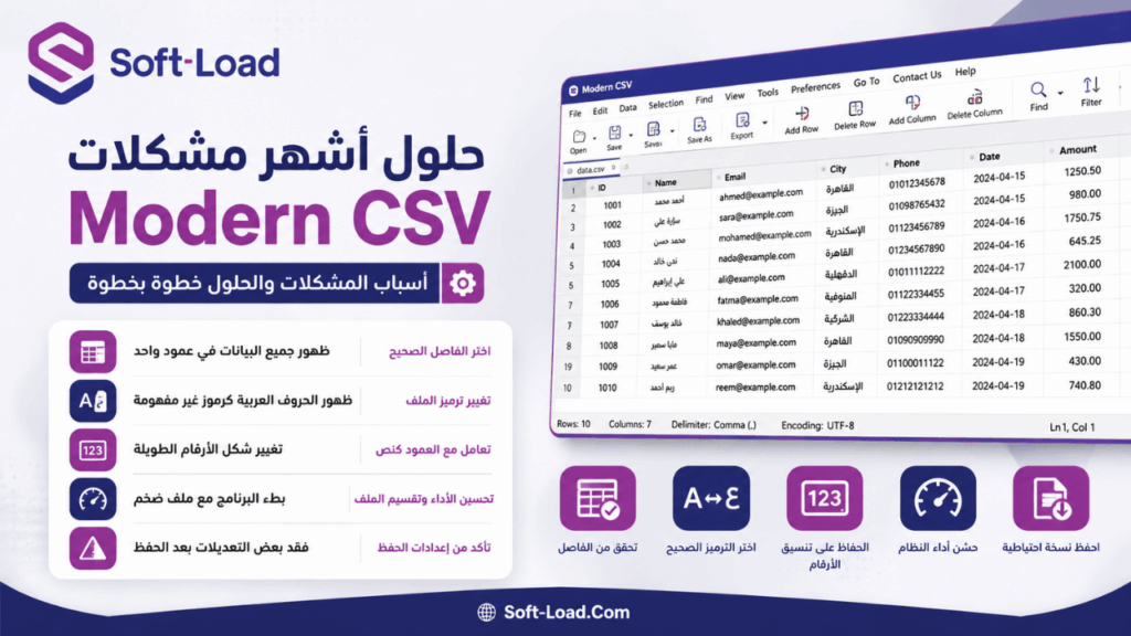 حلول أشهر مشكلات Modern CSV