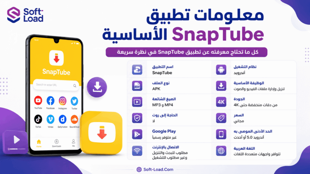 معلومات تطبيق SnapTube الأساسية