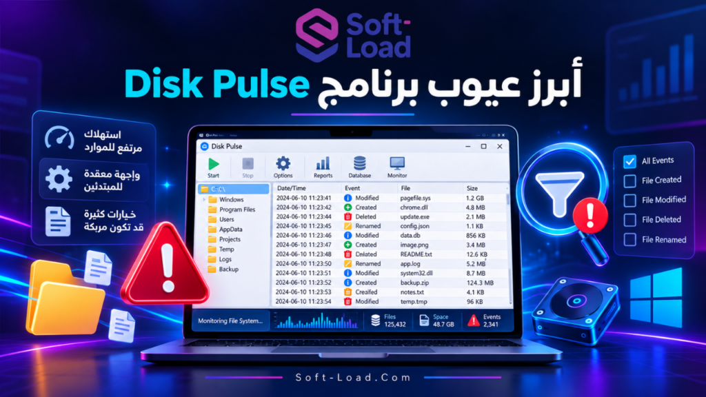 أبرز عيوب برنامج Disk Pulse